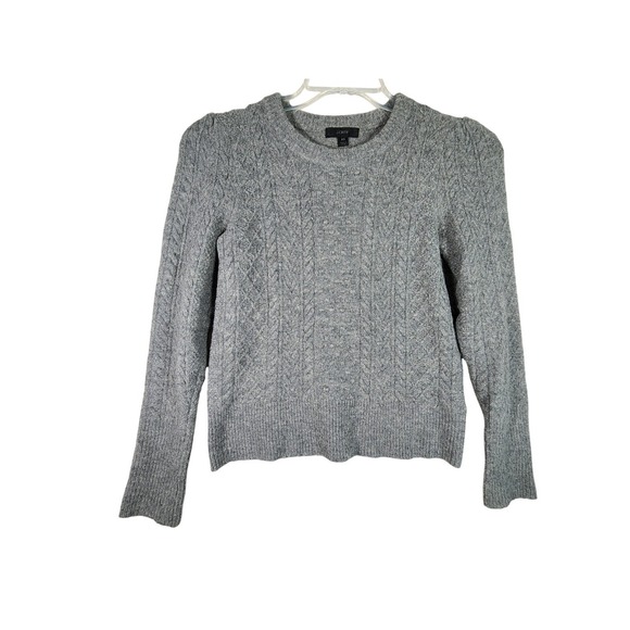 J. Crew Factory Sweaters - J.Crew Womens XS Cable Knit Alpaca Merino Wool Texture Sweater Gray Cottagecore